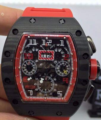 Richard Mille RM 011 replica Watch RM011 Felipe Massa Flyback PVD Red Inner Bezel with Red Rubber Strap